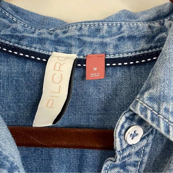 Anthropologie Pilcro Dylan Puff Sleeves Denim Buttondown Shirt Size M - Picture 5 of 8